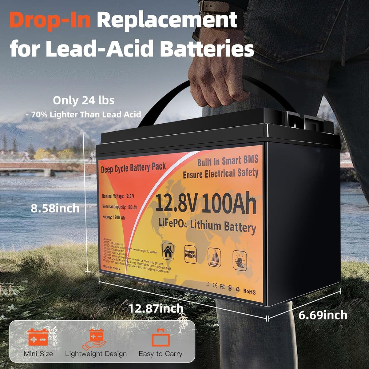 12V 100Ah LiFePO4 Deep Cycle Battery N59358