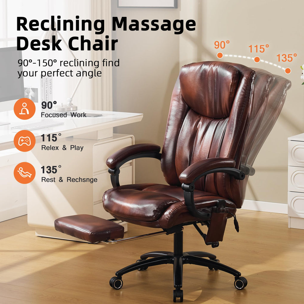 Brown PU Leather Heated Massage Executive Chair Y23676