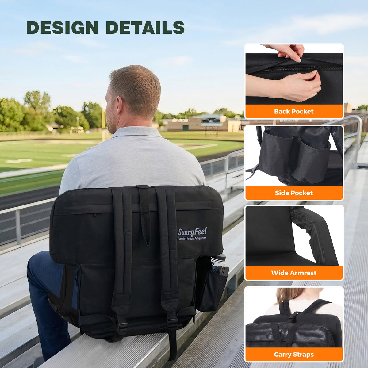 Foldable Stadium Seats 2-Pack with Shoulder Straps J595960