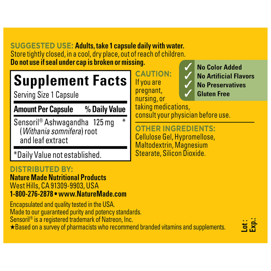 Ashwagandha Capsules 125mg 60 Capsules F41566