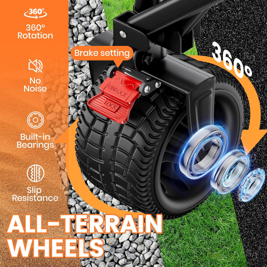 Foldable Collapsible Wagon with All-Terrain Wheels and Cup Holders, Black U203