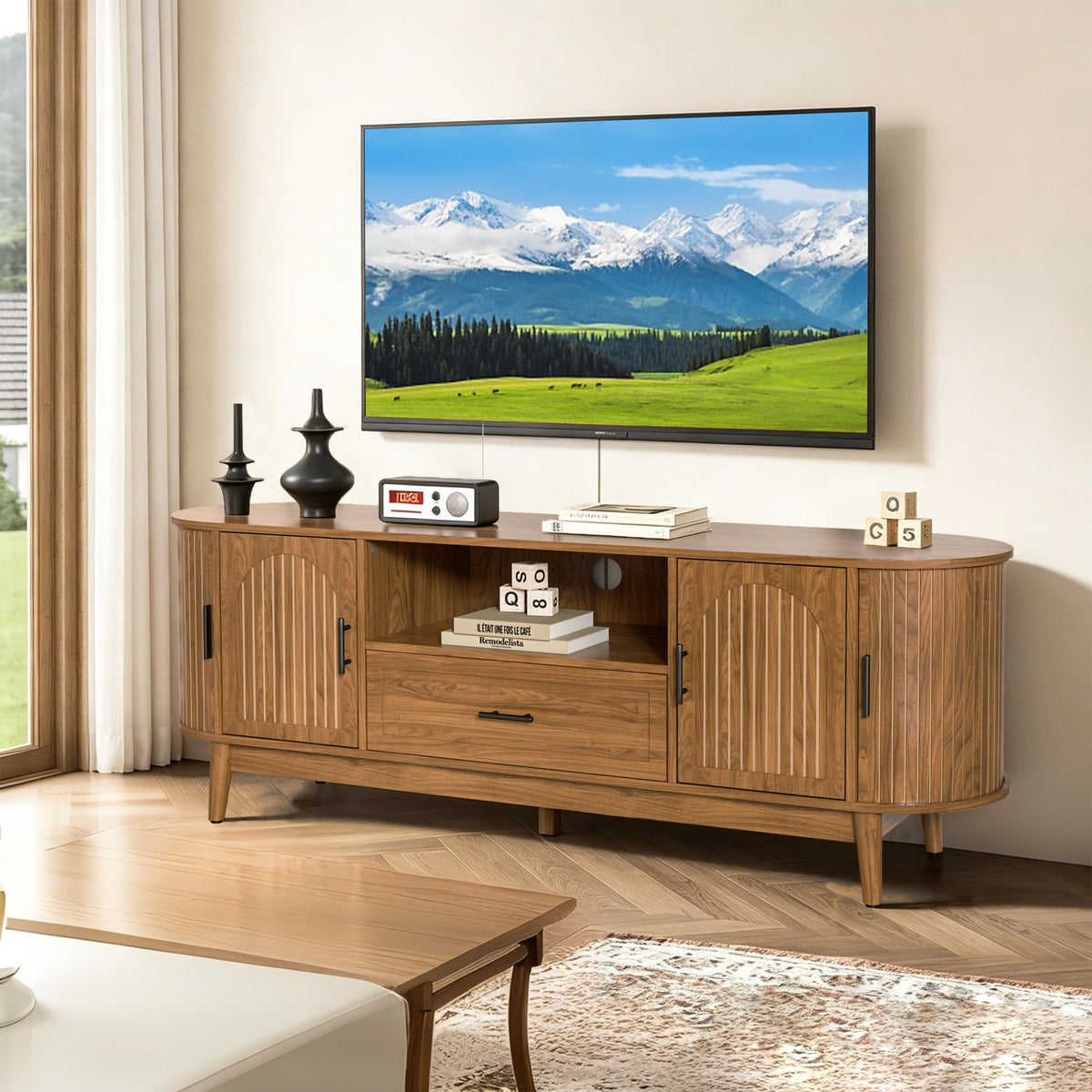 63" Fluted TV Stand with Drawers S95591