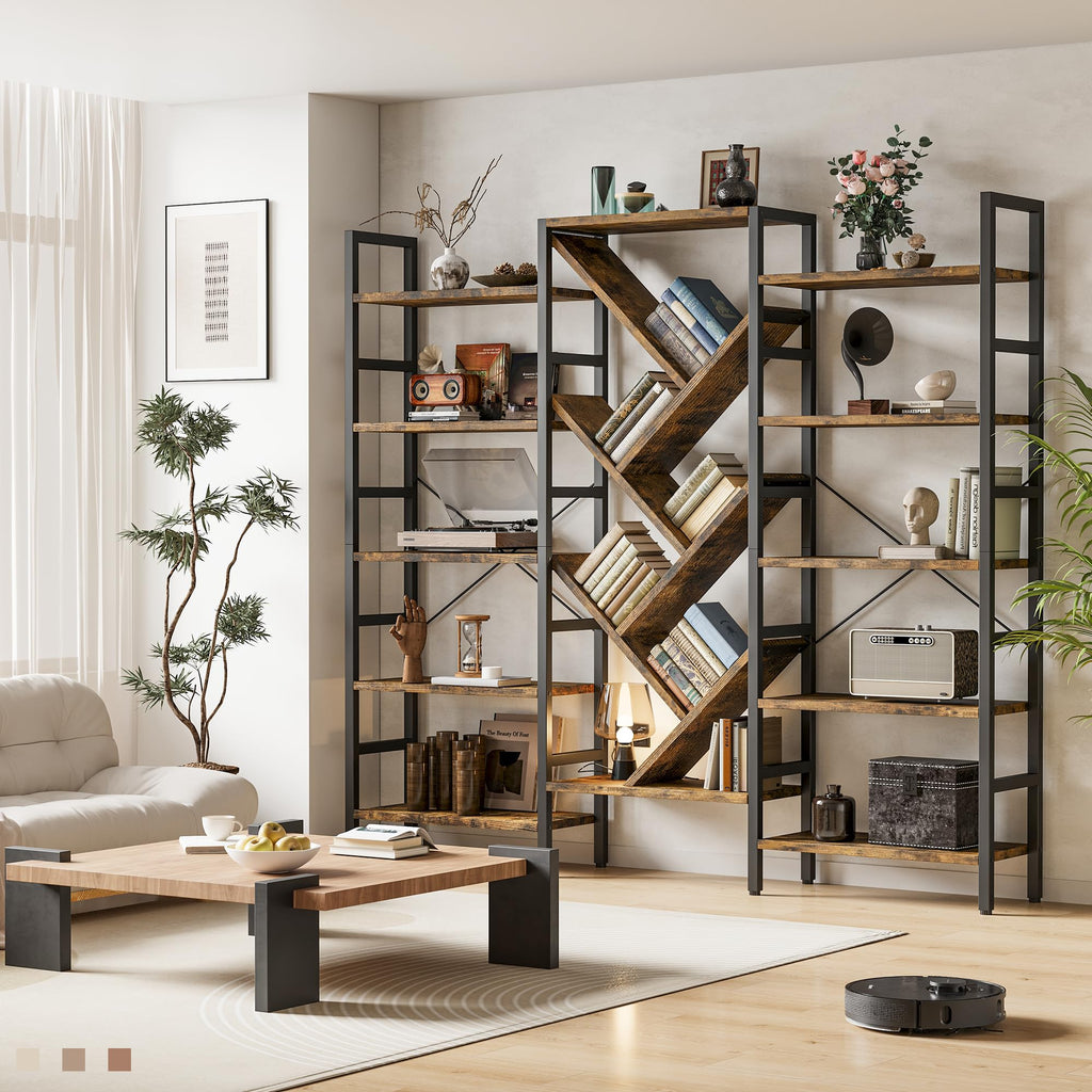70x70 5 Tier Wooden Bookcase with 17 Open Shelf L222424