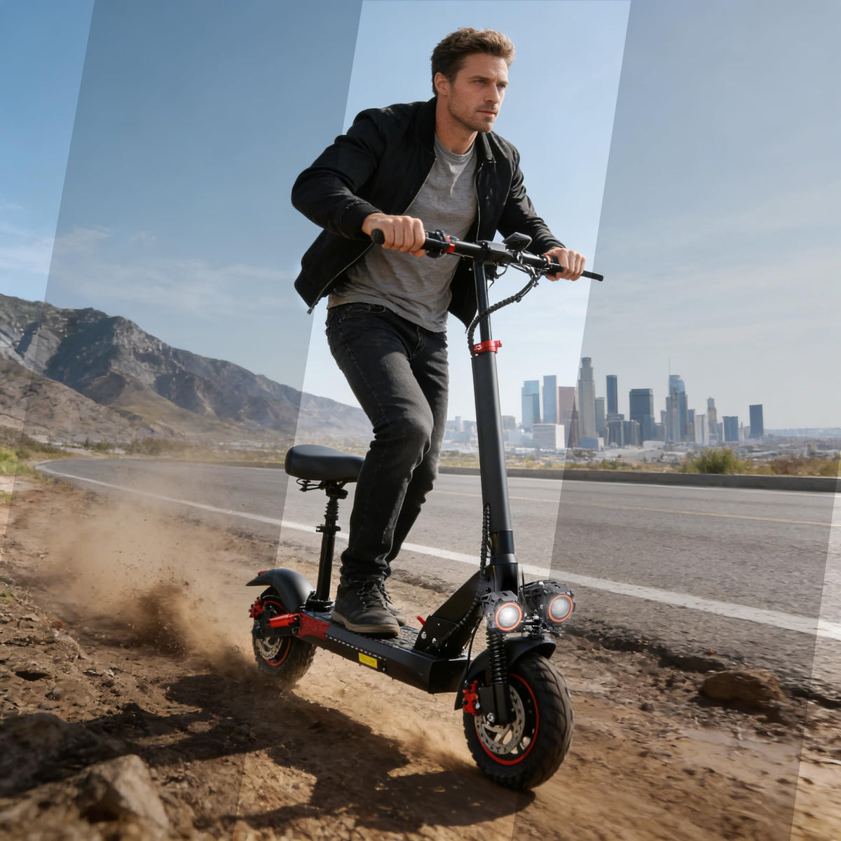 Electric Scooter with Seat, 1200W Motor, 28 MPH, 40 Miles Range, 48V 21AH Battery, 11" Off-Road Tire, Folding U83341
