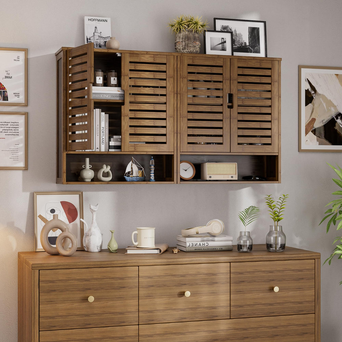 Bamboo Over-The-Toilet Storage Cabinet with 2 Door G5163