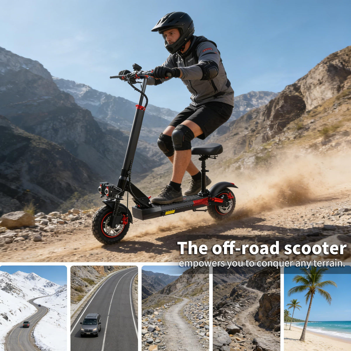Electric Scooter with Seat, 1200W Motor, 28 MPH, 40 Miles Range, 48V 21AH Battery, 11" Off-Road Tire, Folding U83341