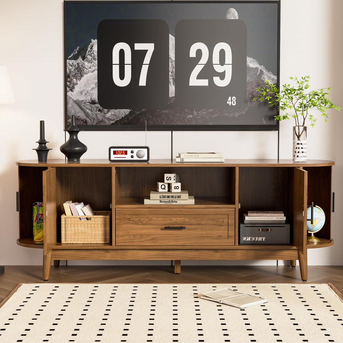 63" Fluted TV Stand with Drawers S95591