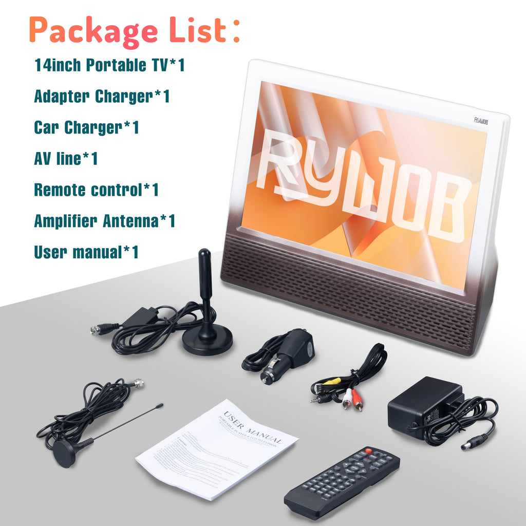 14'' Portable TV with Antenna, 8800mAh Rechargeable Battery B313203