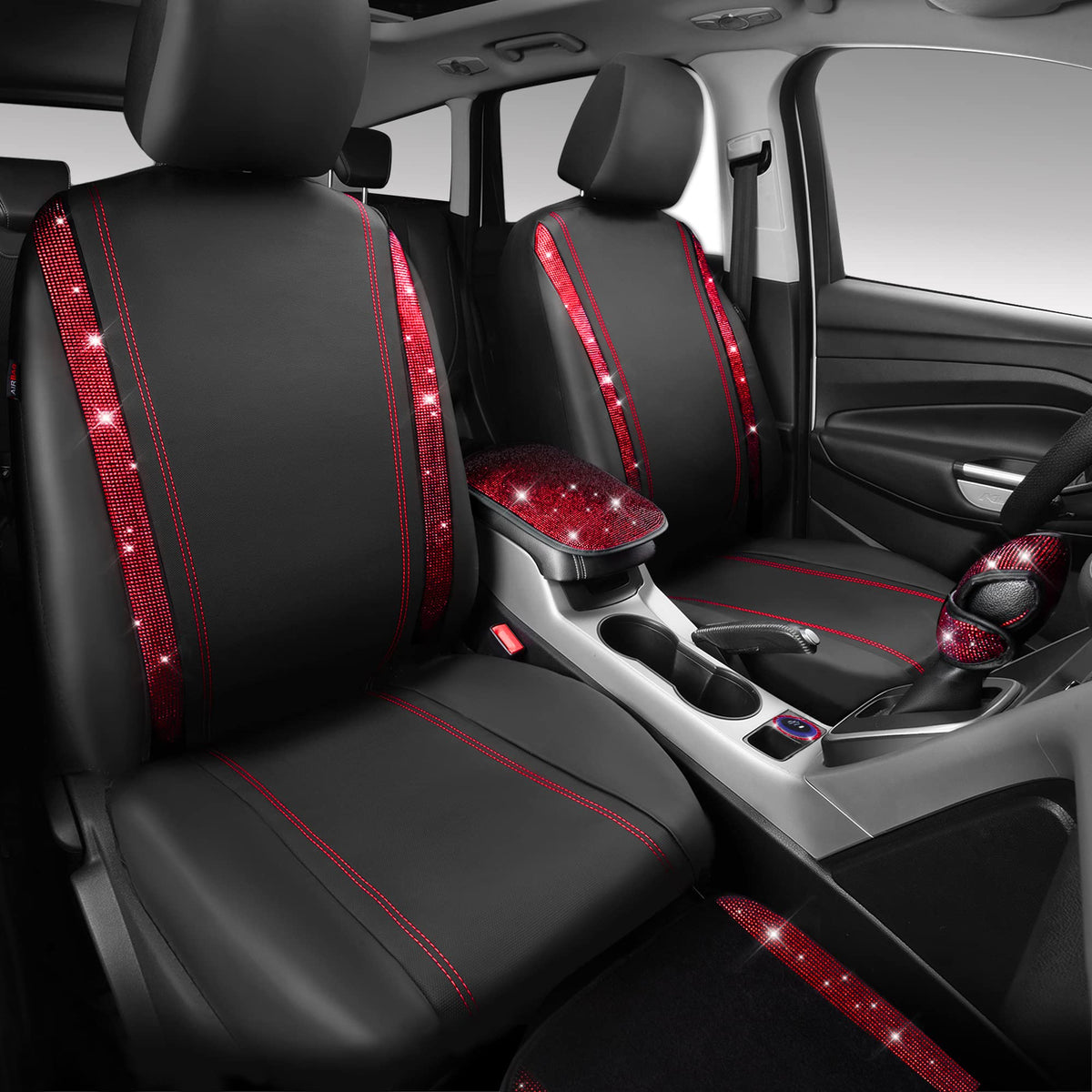 23 Pcs Bling Diamond Car Accessories Set Red V5917