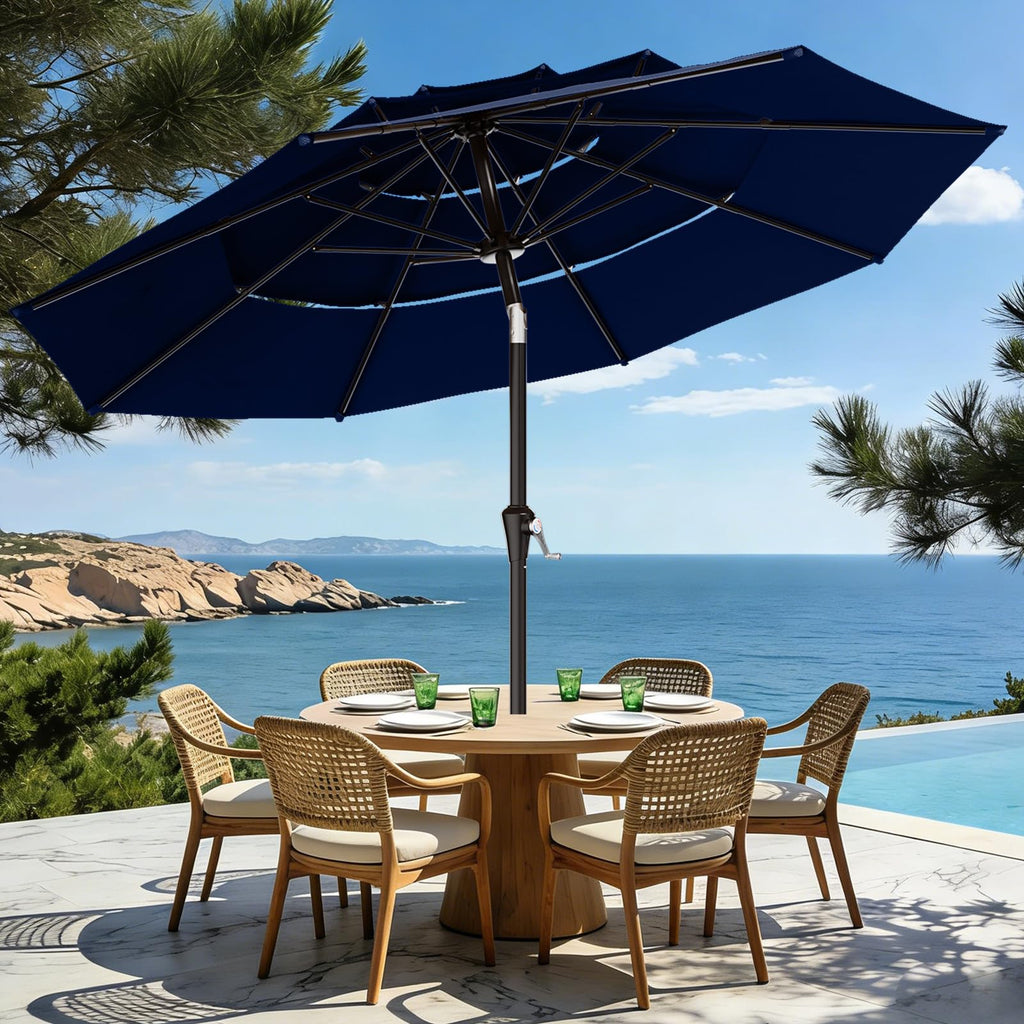 9ft 3-Tier UV Protection Windproof Patio Umbrella Q151