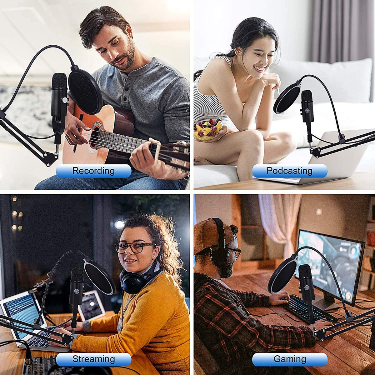 USB Condenser Microphone Kit with Boom Arm O876638