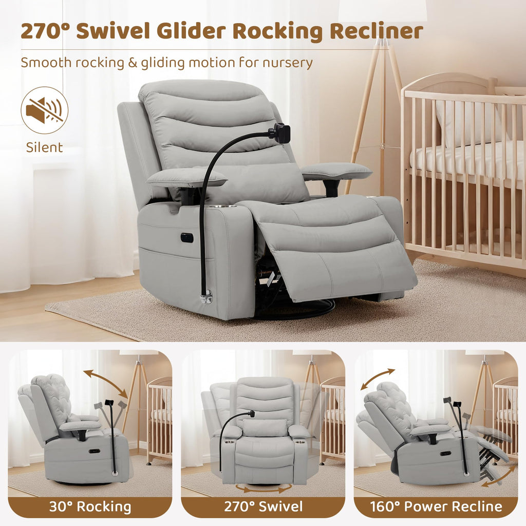 Grey Swivel Rocking Recliner O86033