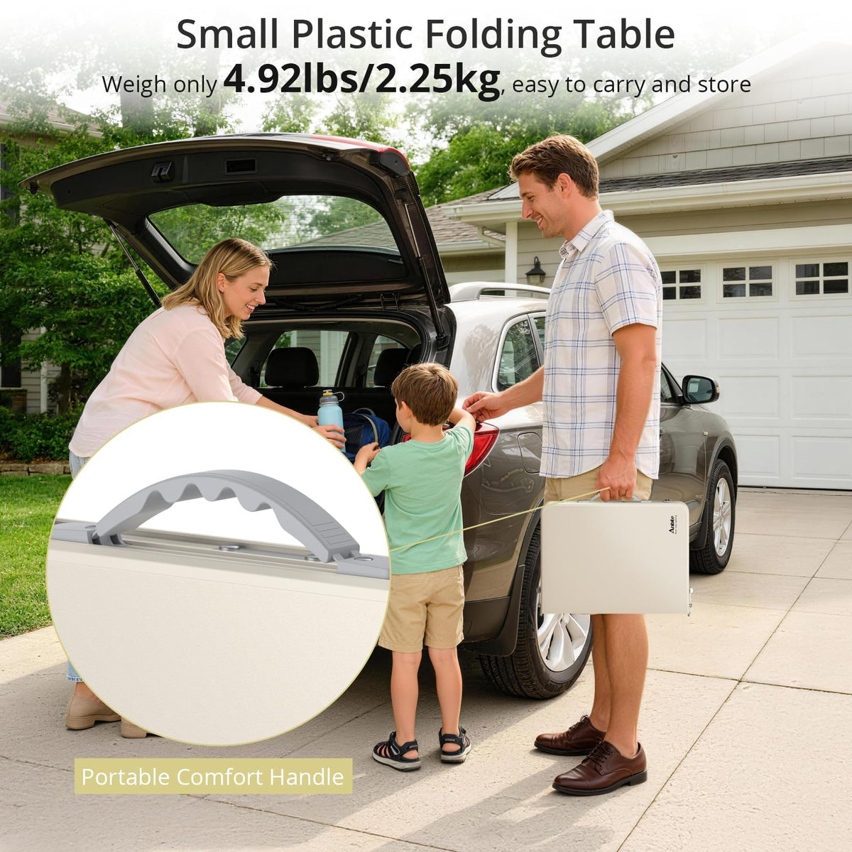 2 ft Small Folding Table, 3 Adjustable Height Z321245