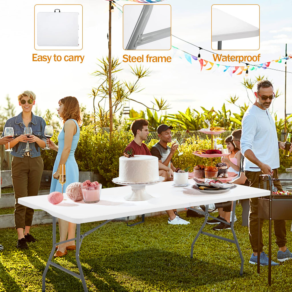 6FT White Foldable Plastic Utility Table I157