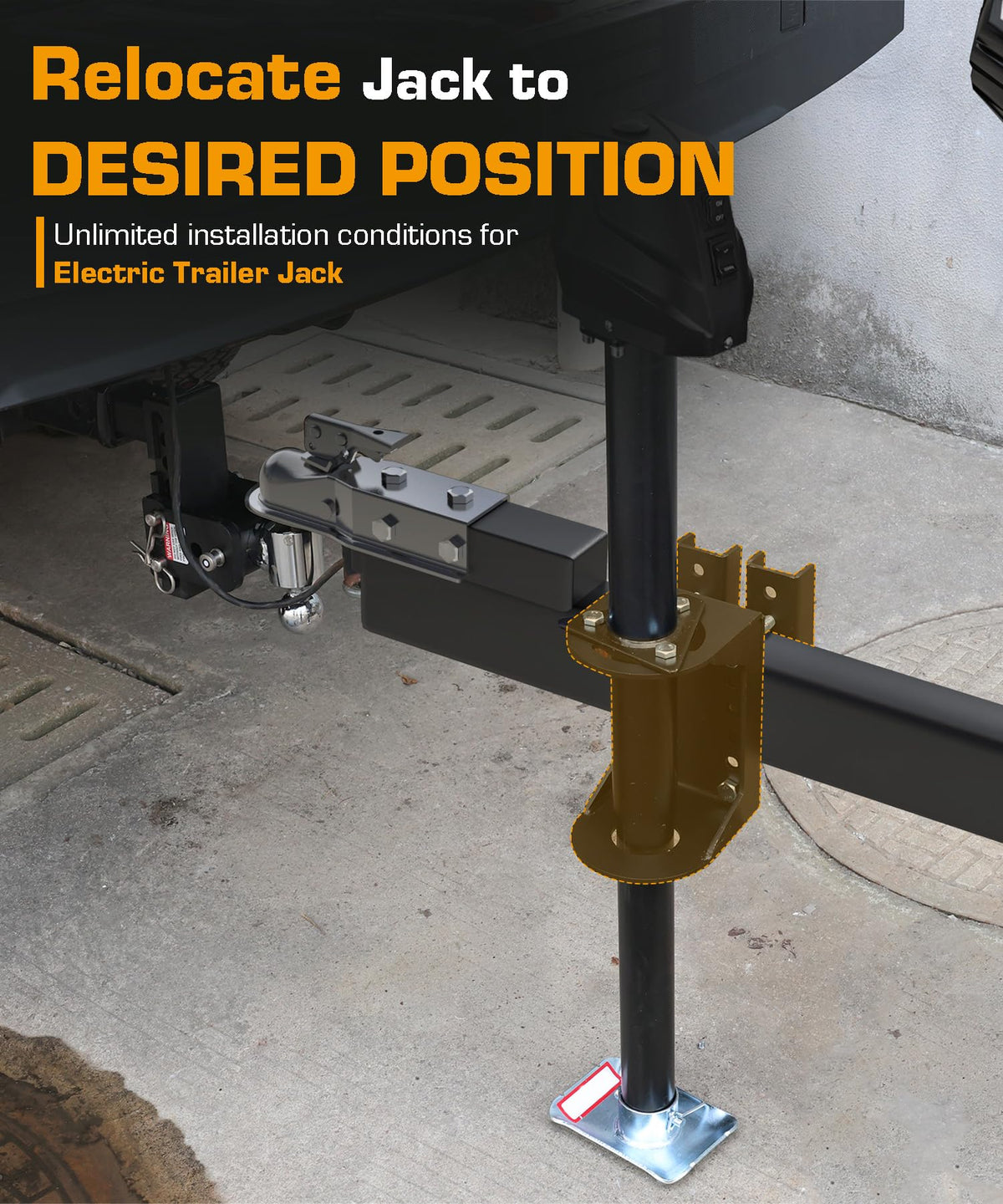 Black Steel Trailer Tongue Jack Stand Bracket A704849