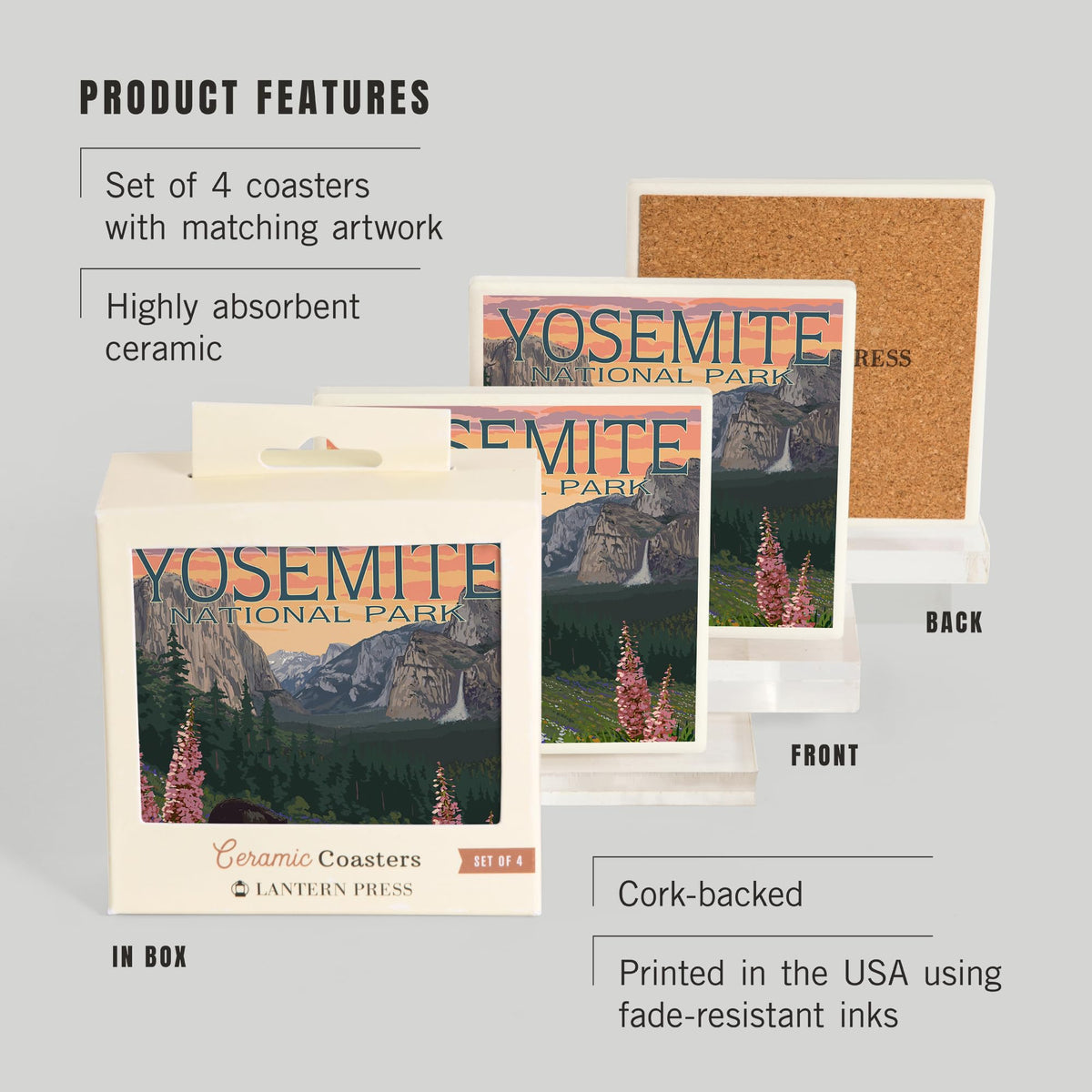Yosemite National Park Ceramic Coasters Set of 4 J5373