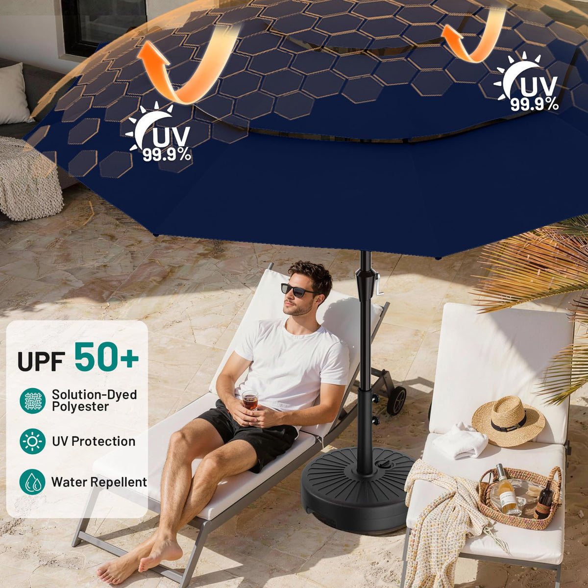 9ft 3-Tier UV Protection Windproof Patio Umbrella Q151