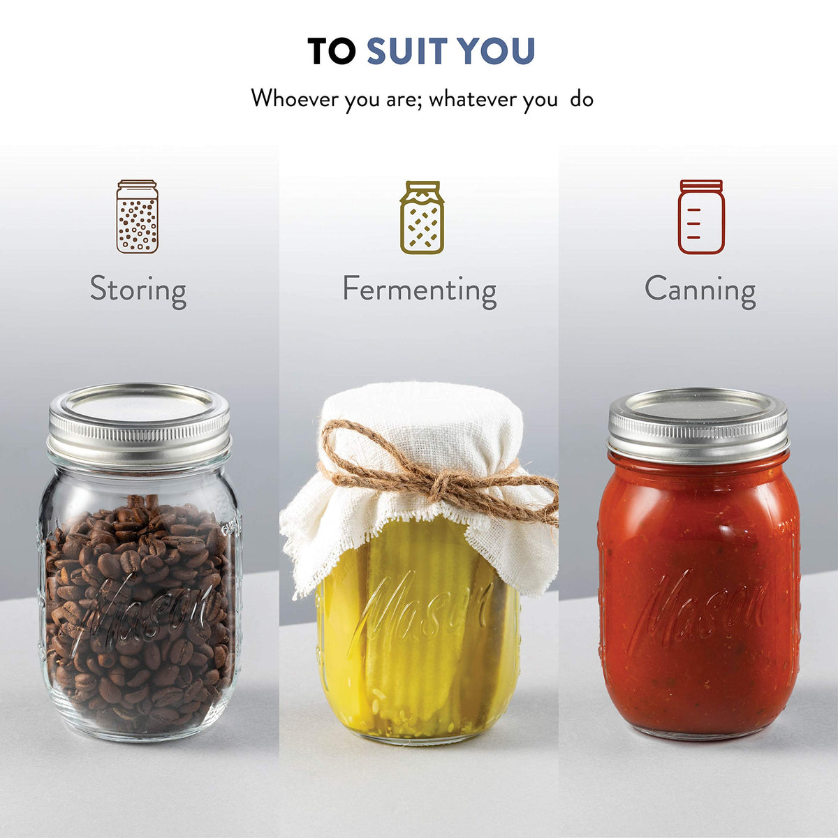 16 oz 12-Pack Regular Mouth Glass Jars with Lid & Seal Bands P769714
