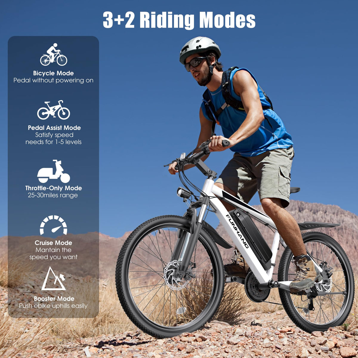 1000W 50Miles 26" Electric Mountain Bike with 48V Removable Battery W23038