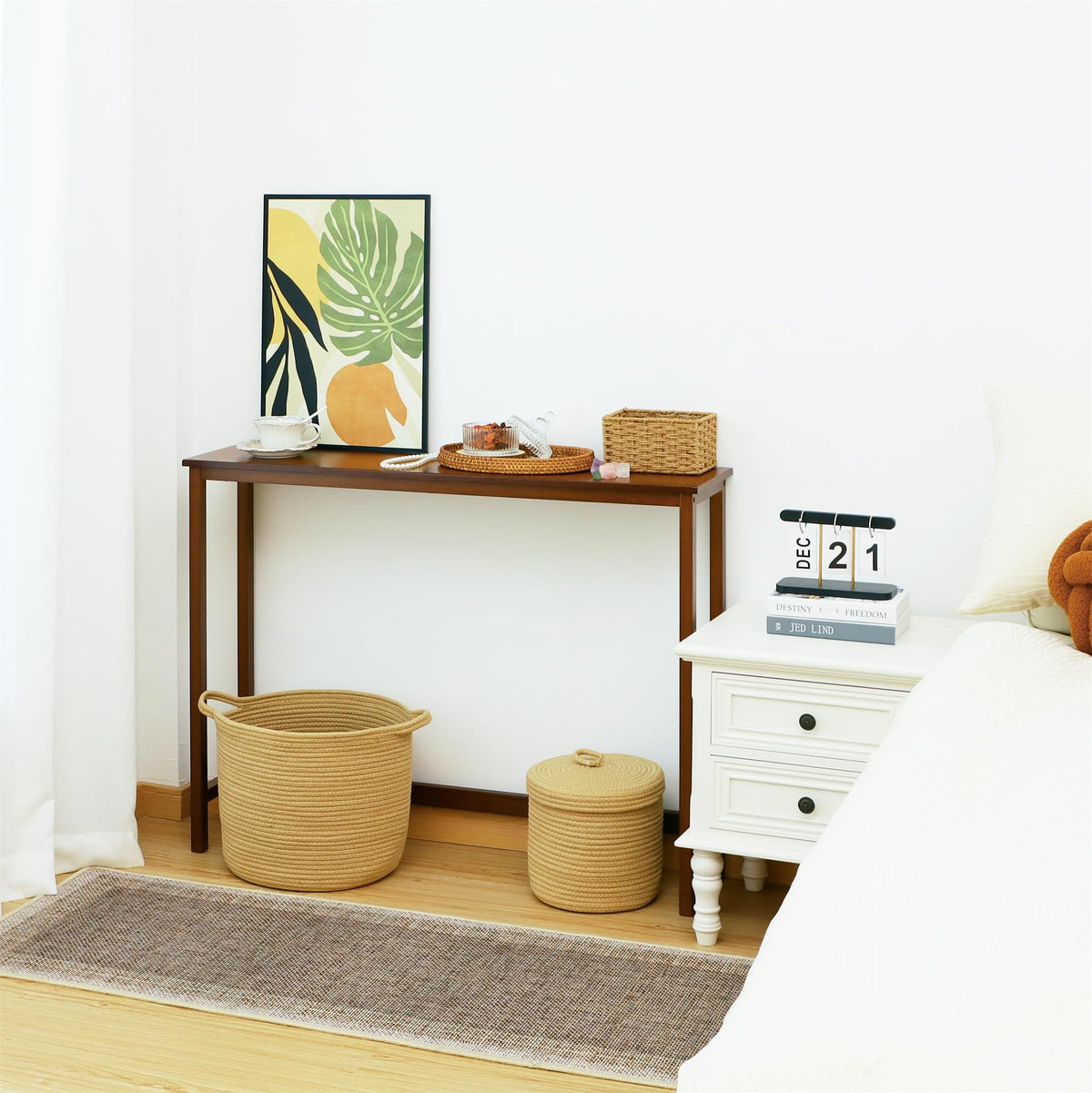 Bamboo Narrow Wood Console Table D59328