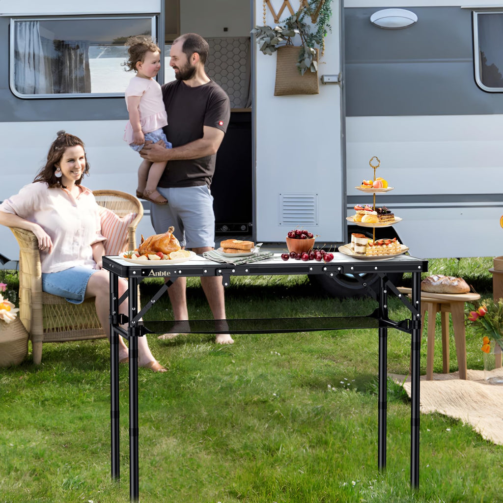 3ft Folding Camping Table, 3 Adjustable Height Q3612