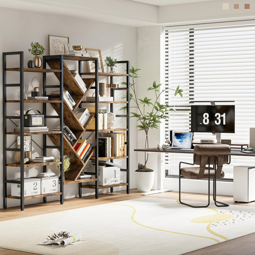 70x70 5 Tier Wooden Bookcase with 17 Open Shelf L222424