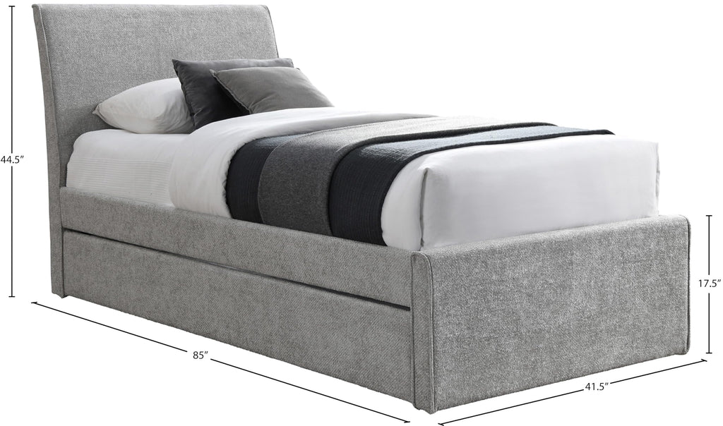 Grey Chenille Twin Trundle Bed R94928