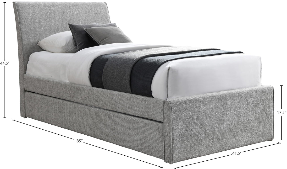 Grey Chenille Twin Trundle Bed R94928