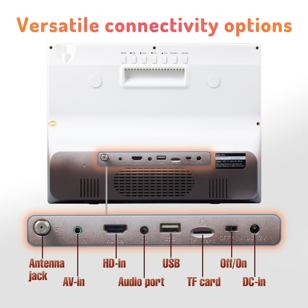 14'' Portable TV with Antenna, 8800mAh Rechargeable Battery B313203