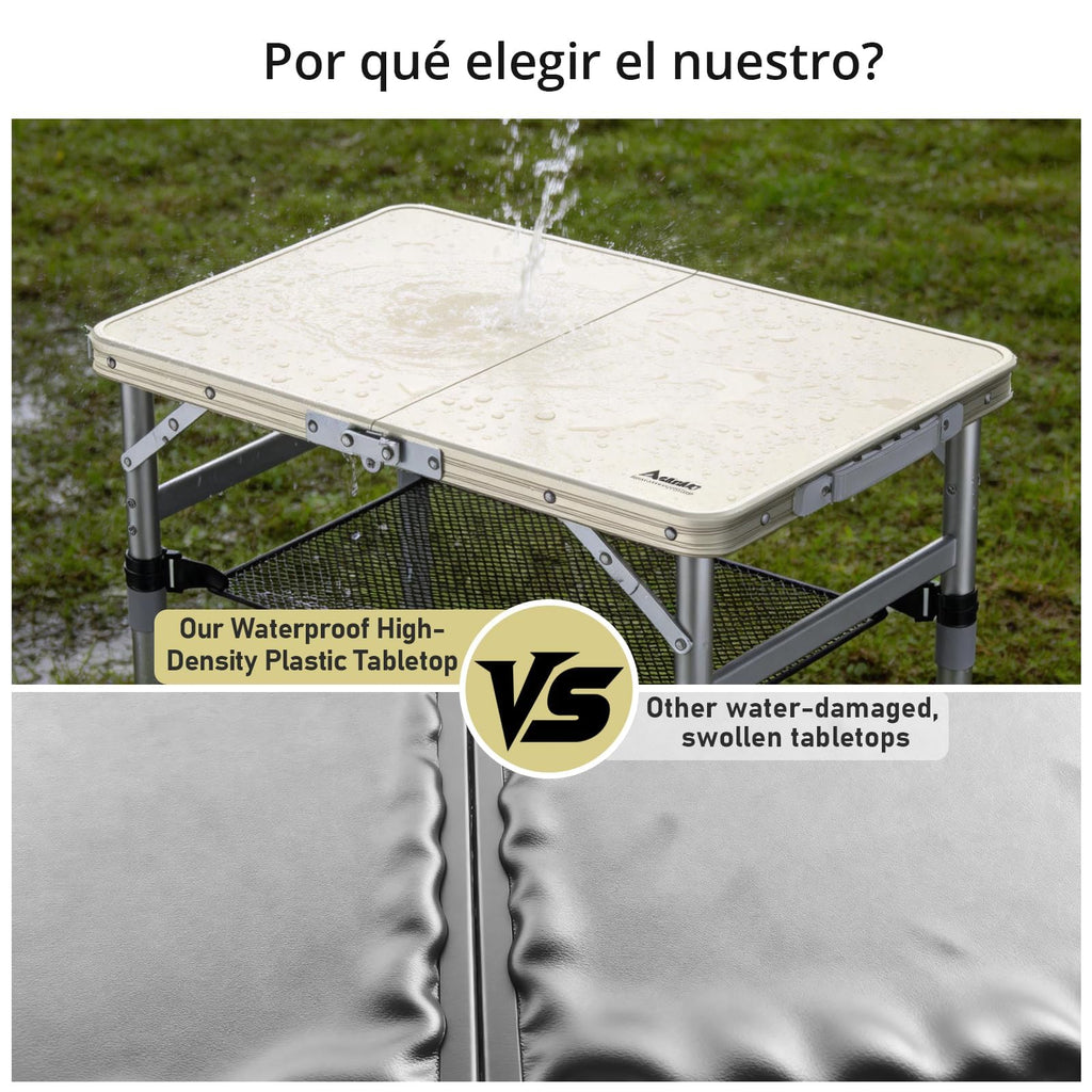 2 ft Small Folding Table, 3 Adjustable Height Z321245
