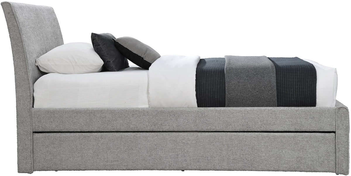 Grey Chenille Twin Trundle Bed R94928