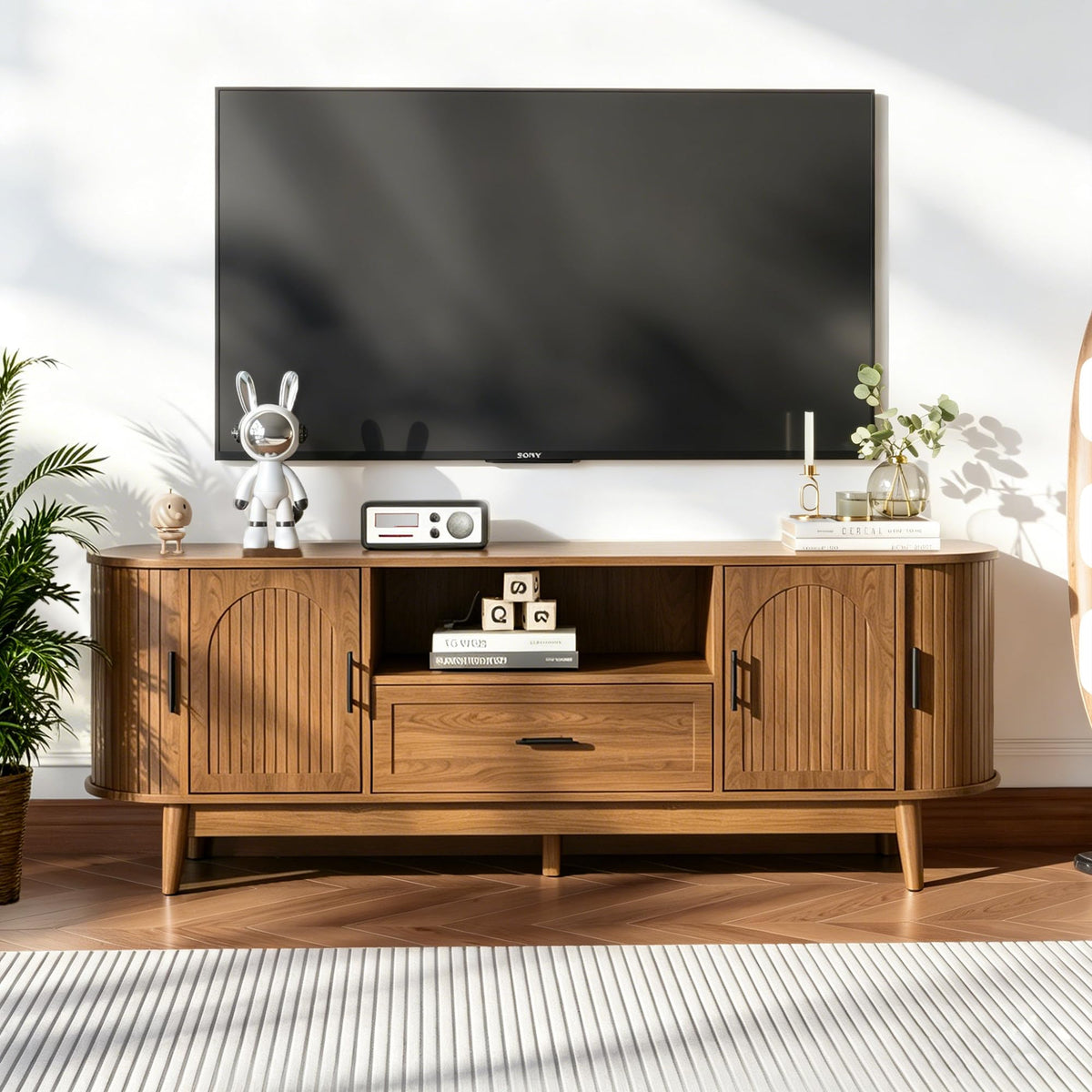 63" Fluted TV Stand with Drawers S95591