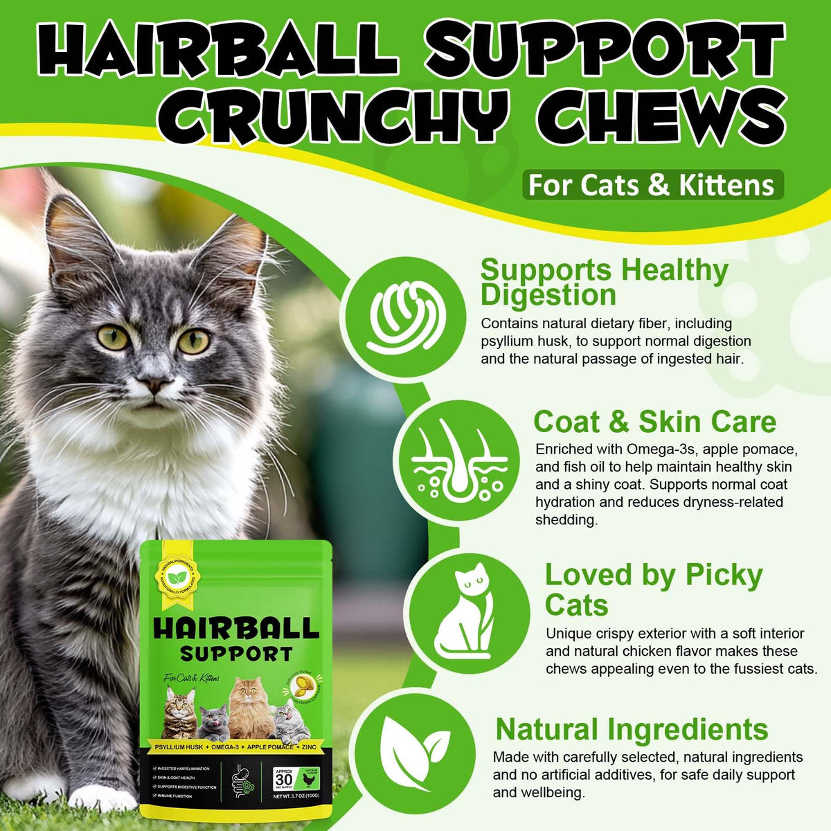 Hairball Remedy Cat Treats Chicken Flavour 100g D584