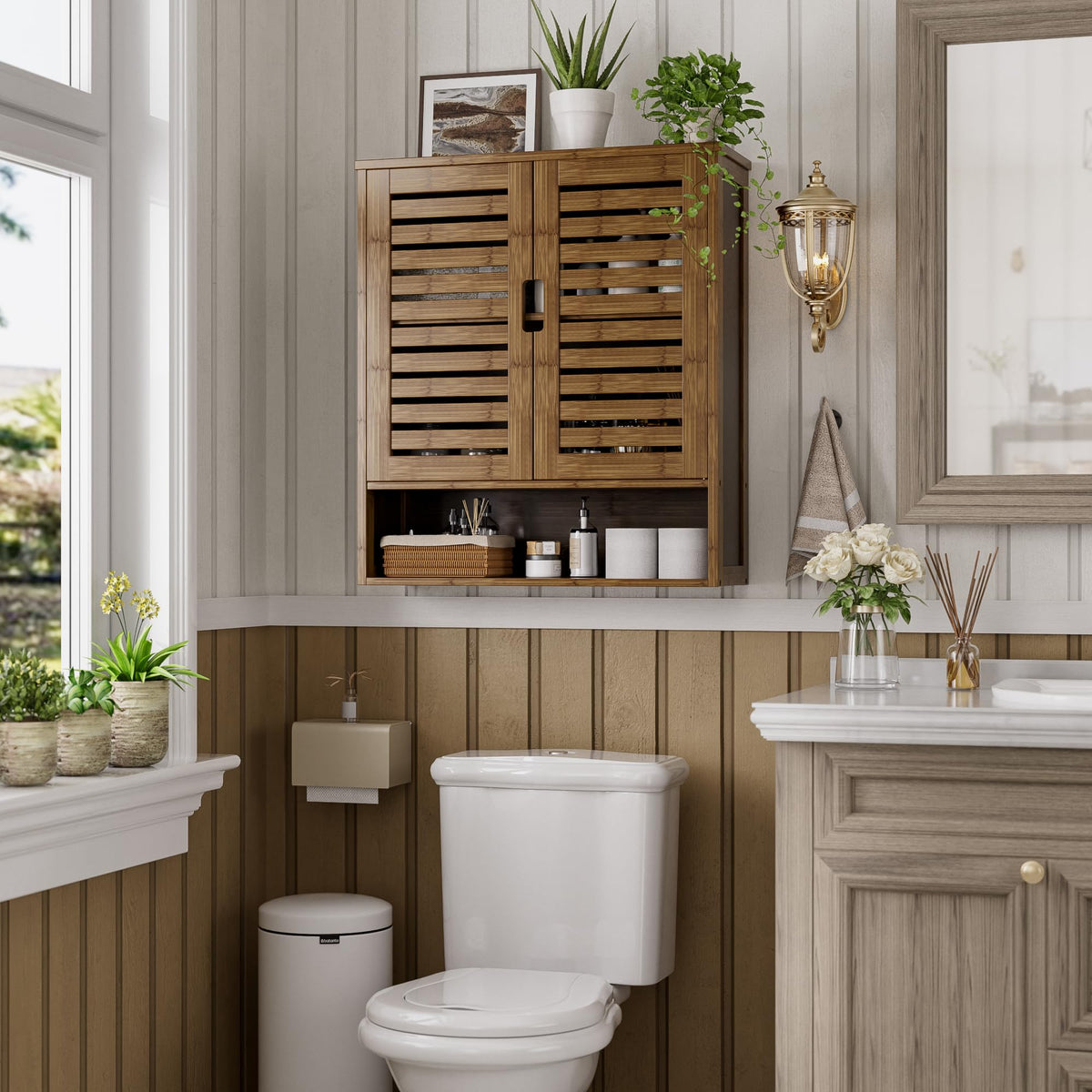 Bamboo Over-The-Toilet Storage Cabinet with 2 Door G5163