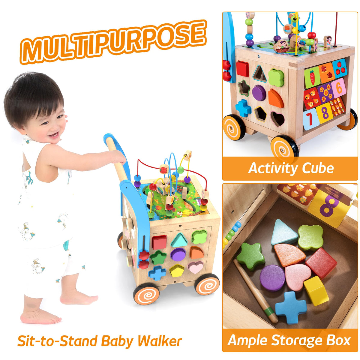 Wooden Activity Cube Baby Walker U539