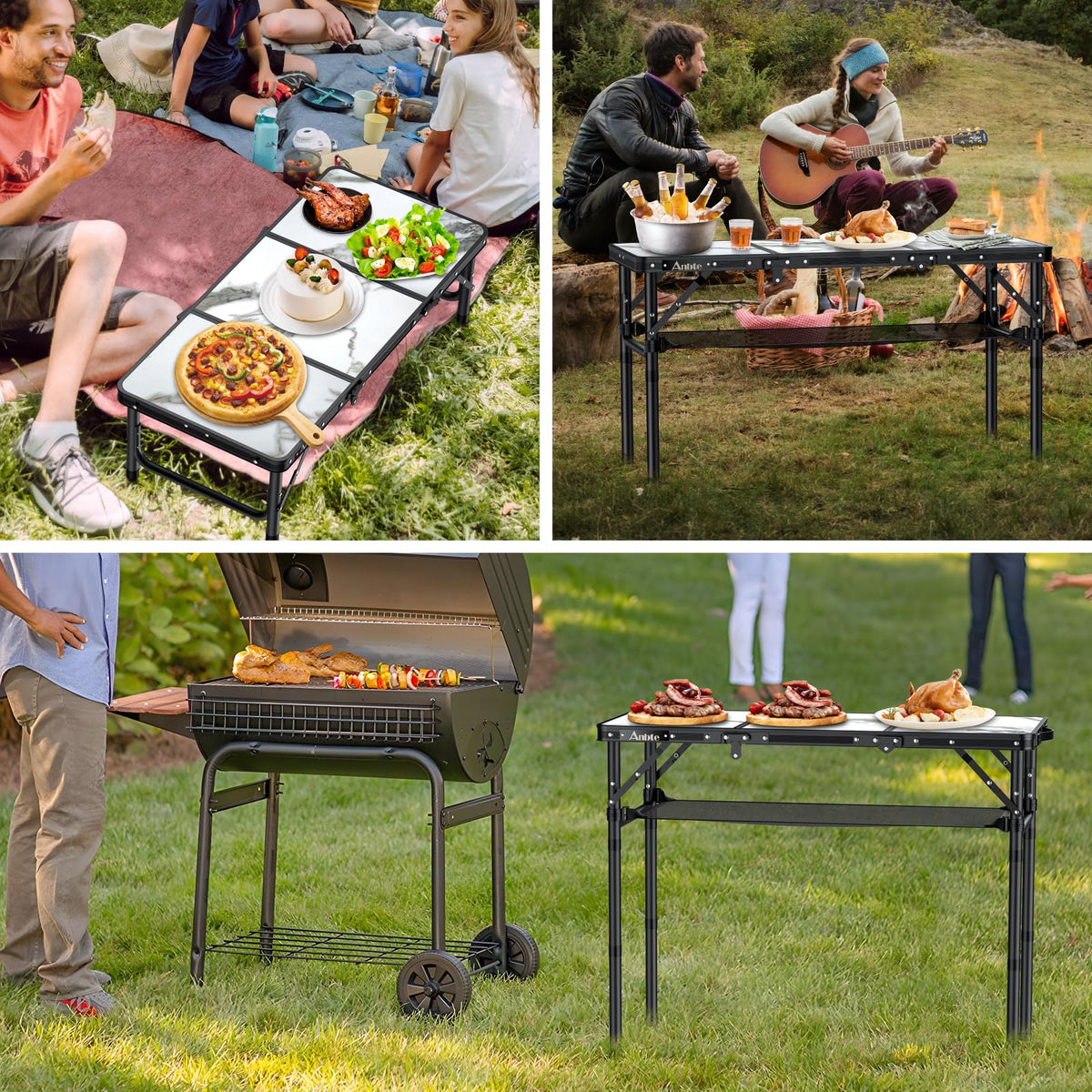3ft Folding Camping Table, 3 Adjustable Height Q3612