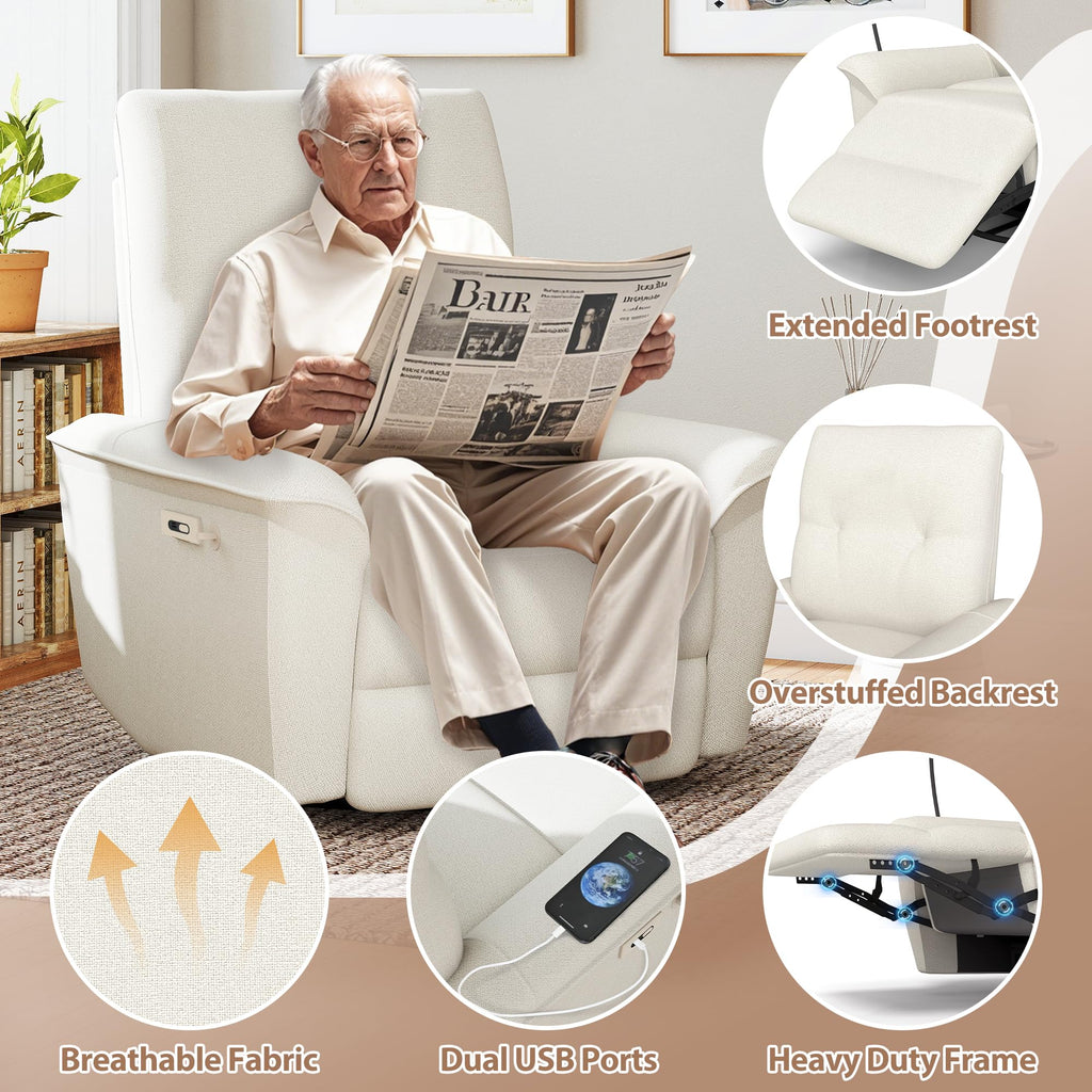 Power Swivel Rocker Recliner Chair with Phone Holder and USB Ports F113