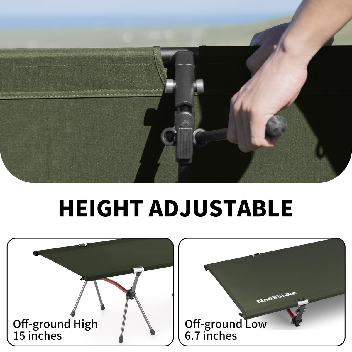 Height Adjustable Ultralight Folding Camping Cot W714