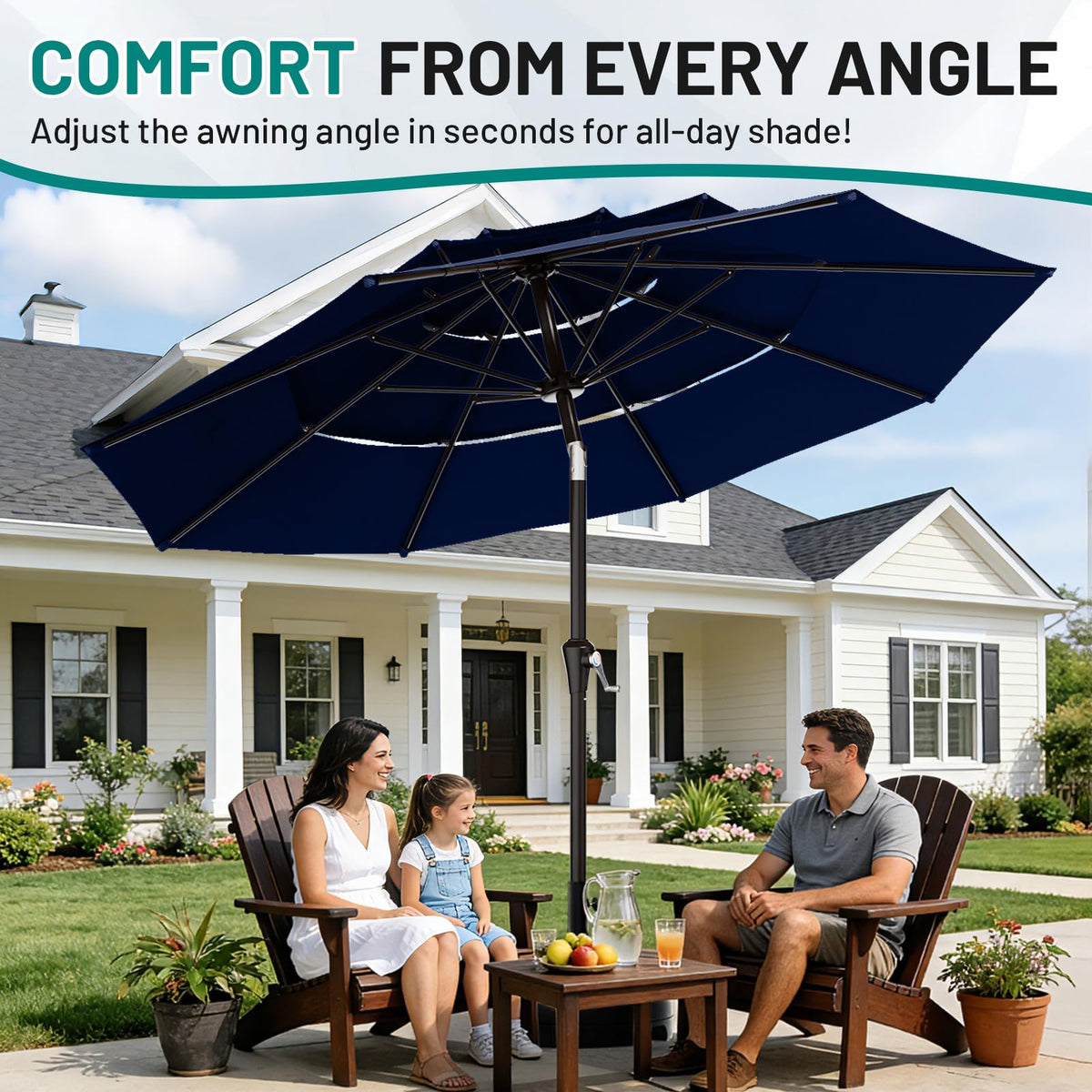 9ft 3-Tier UV Protection Windproof Patio Umbrella Q151
