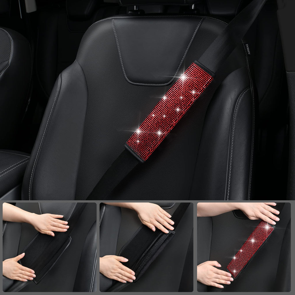 23 Pcs Bling Diamond Car Accessories Set Red V5917