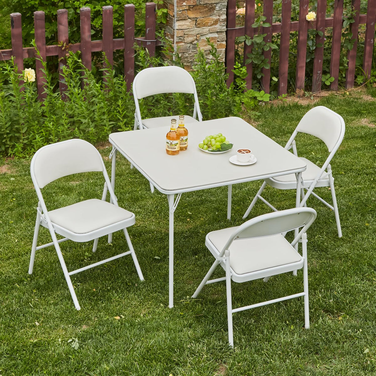 Square Folding Table with Collapsible Legs White E8229