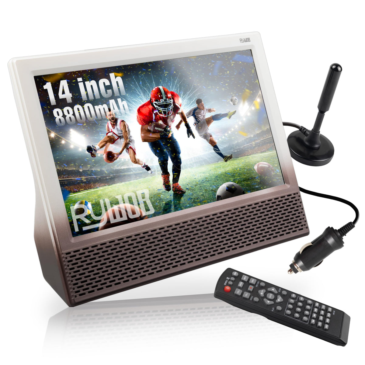 14'' Portable TV with Antenna, 8800mAh Rechargeable Battery B313203