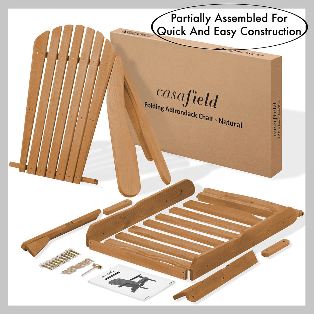 Folding Adirondack Chair Cedar Wood Outdoor Lounge Chair O27378