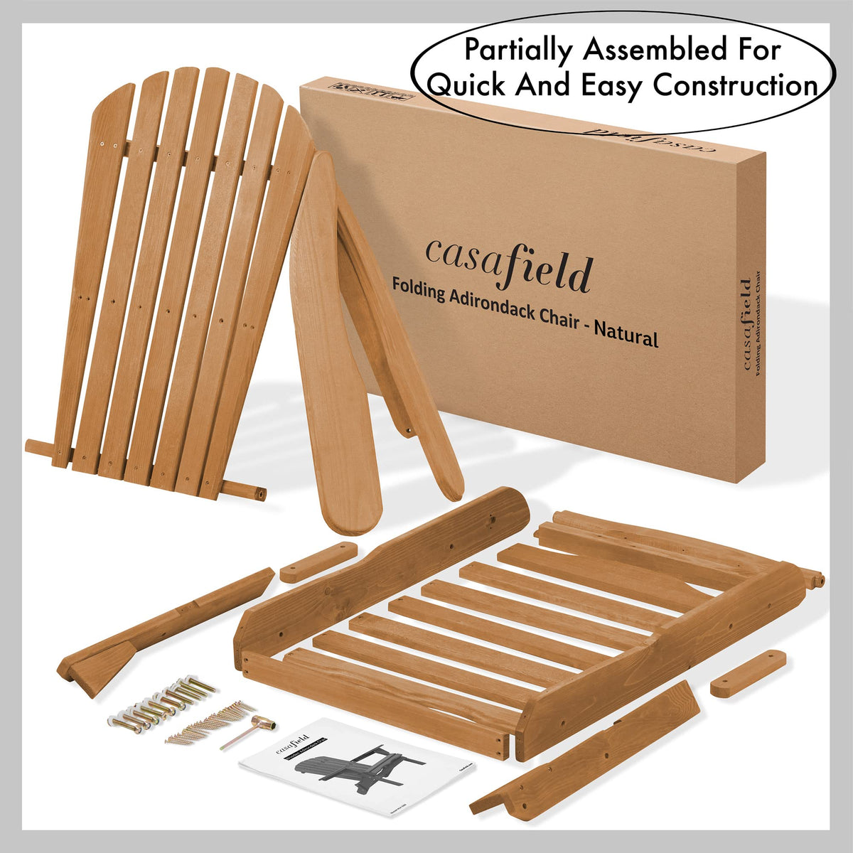 Folding Adirondack Chair Cedar Wood Outdoor Lounge Chair O27378