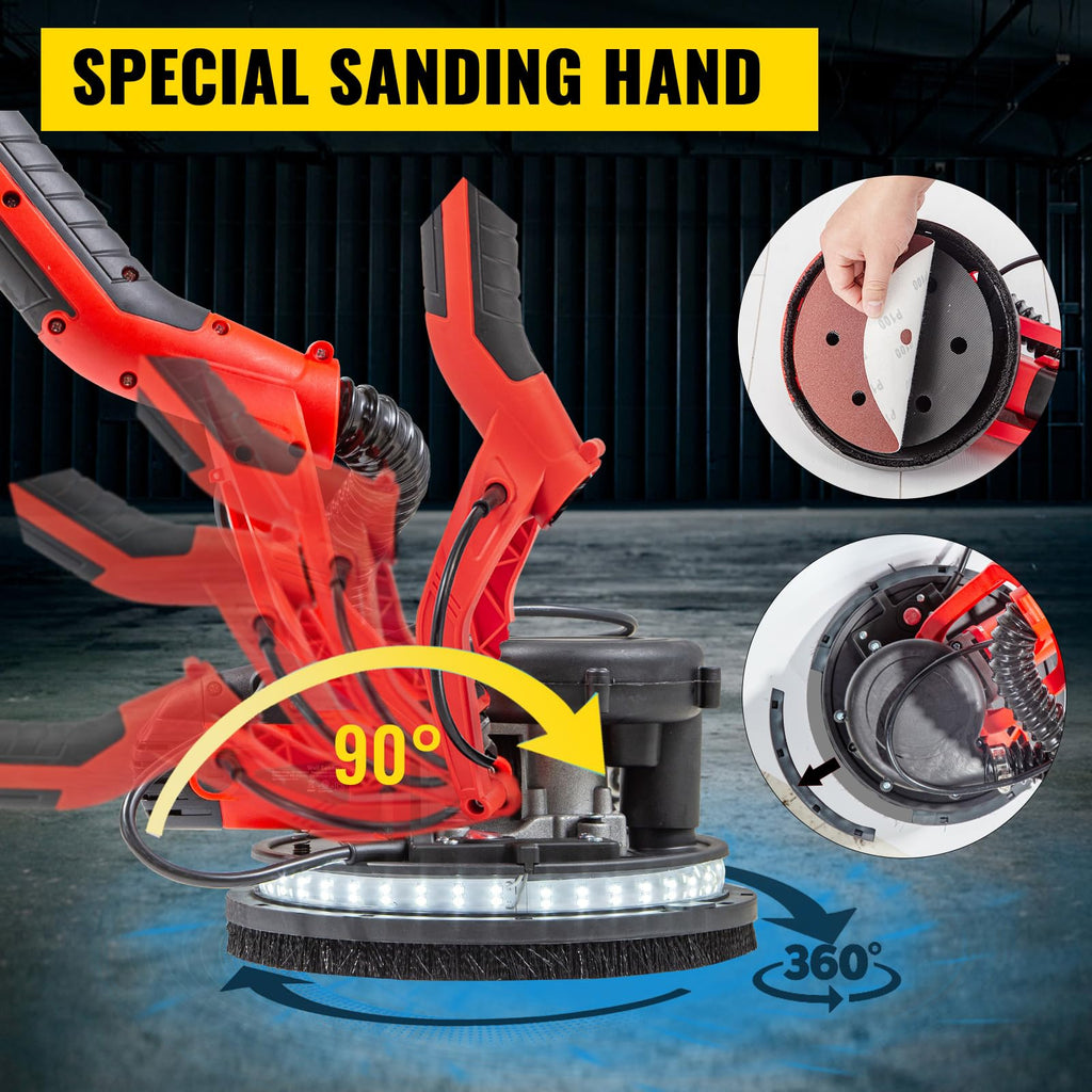 850W Variable Speed Electric Drywall Sander with Vacuum Bag V90619