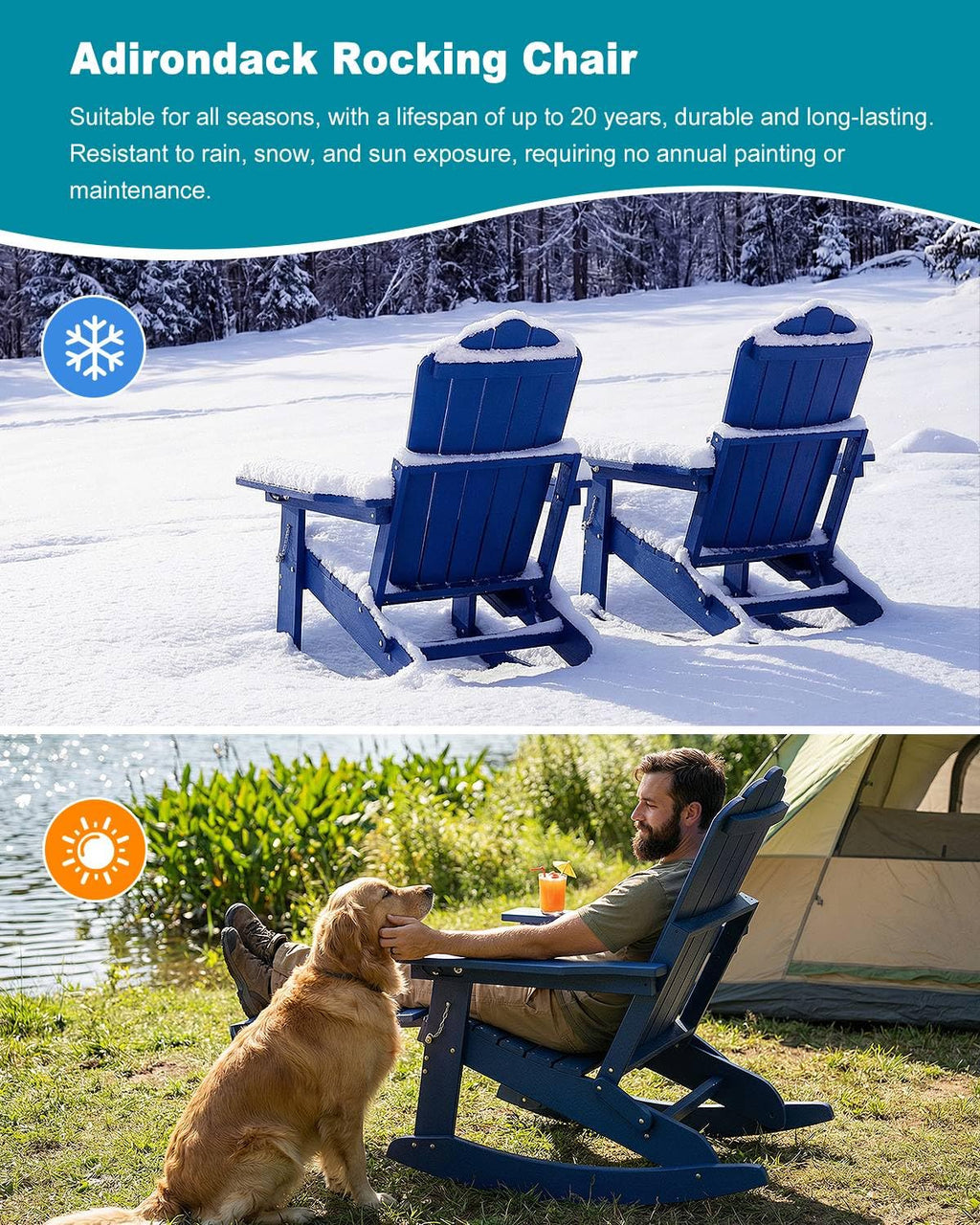 Folding Adirondack Rocking Chair with Ottoman U615369