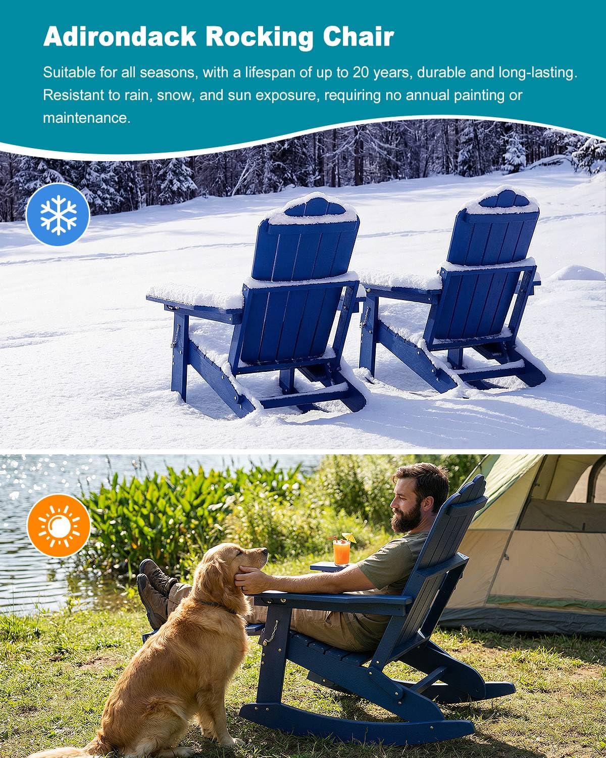 Folding Adirondack Rocking Chair with Ottoman U615369