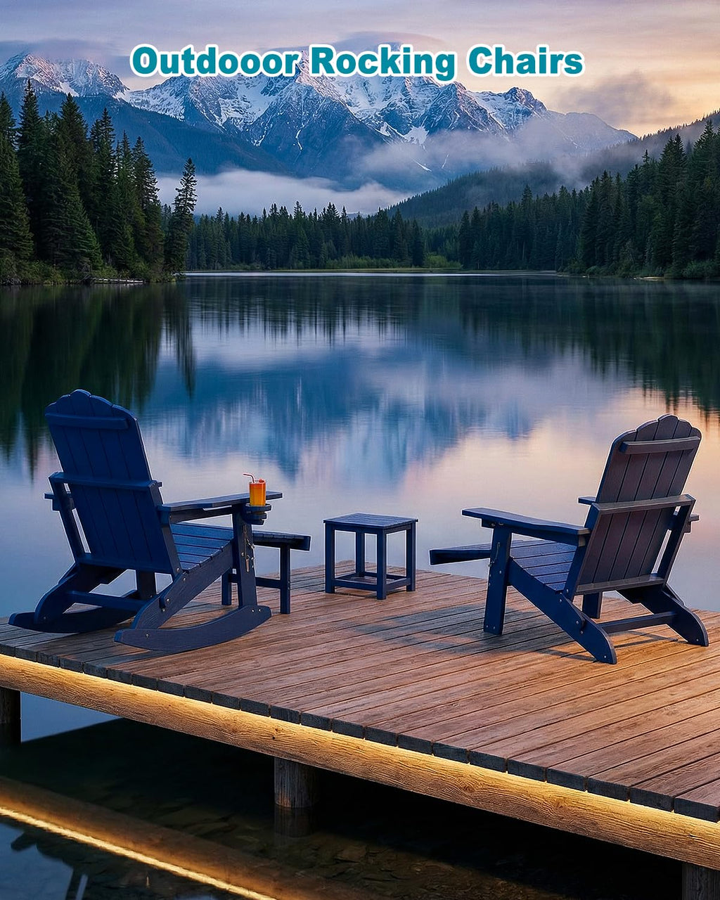 Folding Adirondack Rocking Chair with Ottoman U615369