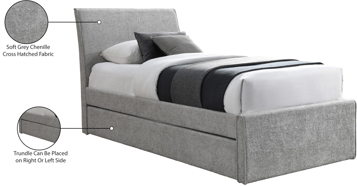 Grey Chenille Twin Trundle Bed R94928