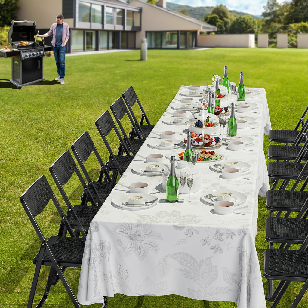 Black Plastic Folding Chairs with Mesh Seat, 10 Pack Q754